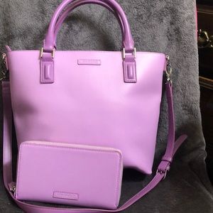 Vera Bradley Leather Lilac Tote& Wallet